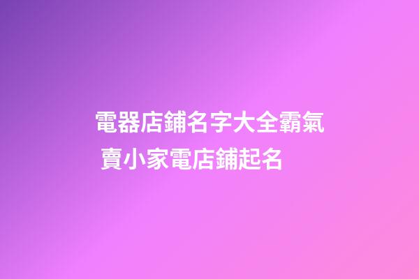 電器店鋪名字大全霸氣 賣小家電店鋪起名-第1張-店鋪起名-玄機(jī)派